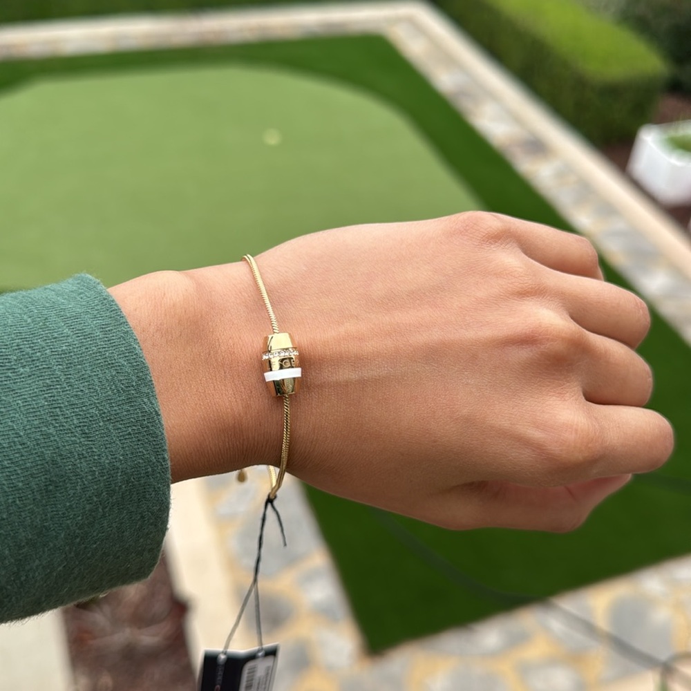 Tommy Hilfiger Gold and White Bracelet with Adjustable Closure